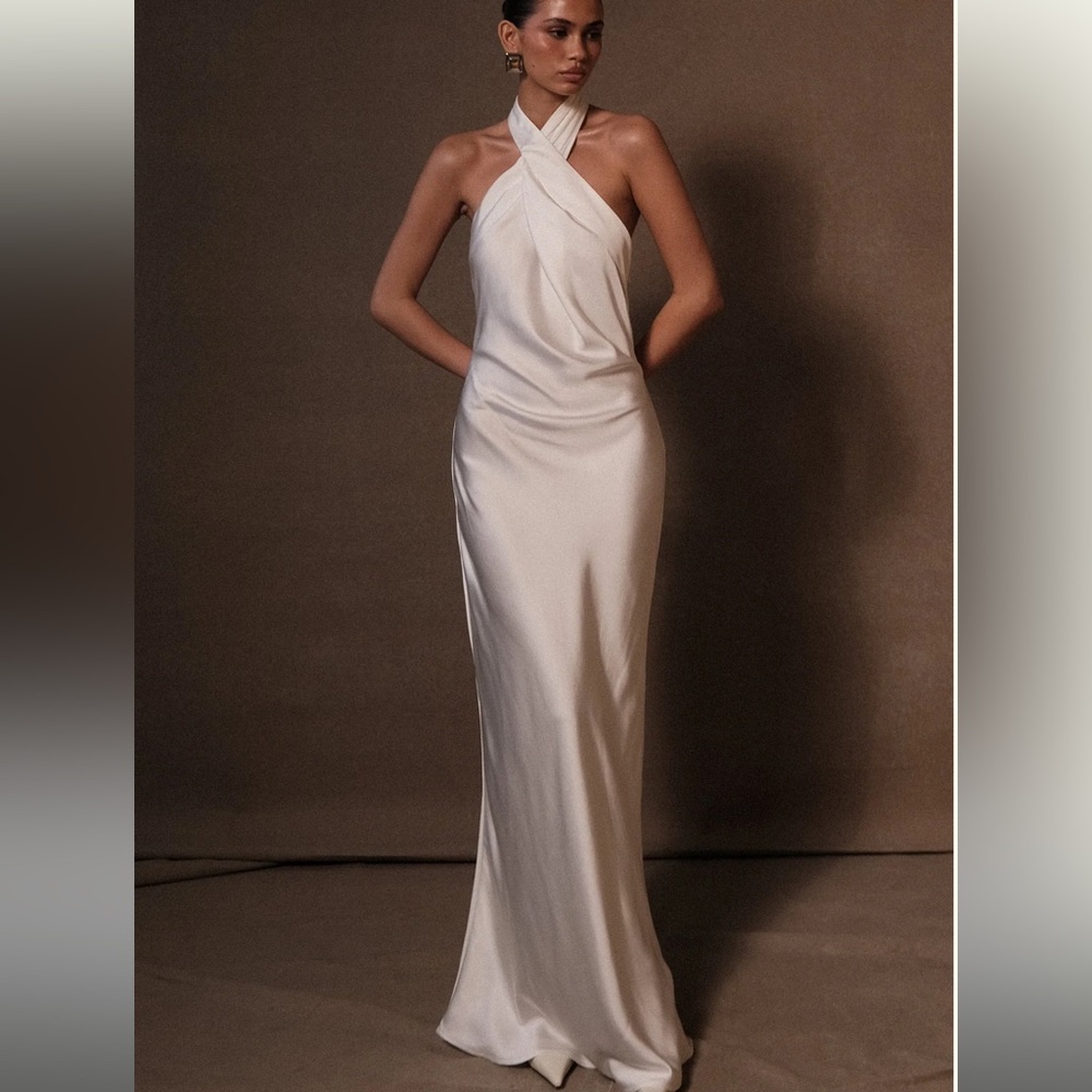 Meshki White Halter Maxi Dress